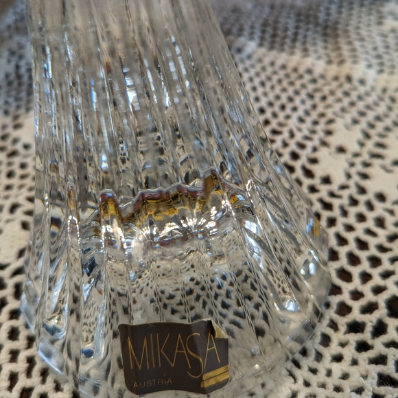 Mikasa set of two crystal candle holders, wax catcher rings, & candles - Picture 4 of 4